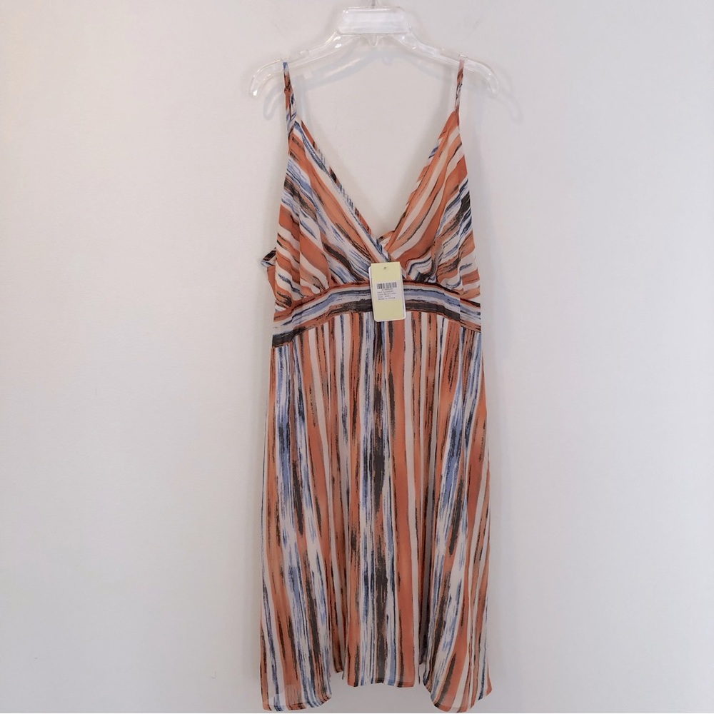 NWT Striped Spaghetti Strap Mini Sun Dress Orange Blue size 3X